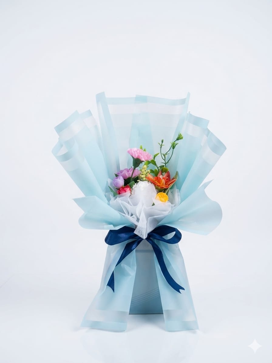 Buket Bunga Artificial Sky Blue
